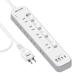 Mscien�G���T�C�� �d���^�b�v usb�t�� �����R�[�h2m �R���Z���g�^�b�v 8��AC�� USB-A/Type-C �e2�� �ʃX�C�b�`�t�� �e�[�u���^�b�v ���������R��