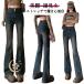  flare pants Denim женский Denim брюки длинный ножек длина эффект эластичный стрейч flair джинсы низ джинсы casual весна лето осень одноцветный 