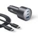 �A���J�[�E�W���p�� B27375A1 Anker Nano Car Charger (167.5W 3 Ports) with USB-C & USB-C �P�[�u�� �O���[