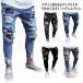  мужской повреждение осень Denim брюки выше like брюки Denim тонкий обтягивающие джинсы zonchi- джинсы стрейч тонкий повреждение джинсы низ повреждение обработка 