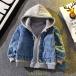  Denim жакет Kids мужчина ребенок одежда Junior обратная сторона ворсистый Denim пальто zonchi- внешний защищающий от холода с капюшоном .g Jean boys модный теплый осень-зима весна 