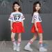  ребенок Cheer девушка костюм танцевальный костюм 2 позиций комплект Kids Cheer девушка костюм Cheer девочка zonchi- Cheer Dance форма hip-hop Dance одежда костюмированная игра Koshien 