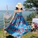  resort One-piece взрослый симпатичный лето голубой Гаваи Okinawa лето свадьба топ женский sa мрамор - без рукавов длинный плечо видеть .