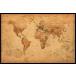 アンティーク スタイル 世界地図　WORLD MAP antique style ポスター フレームセット(110105)
