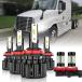 Fit For Freightliner Cascadia Commercial Truck 2008-2016 LED Headlight Bulbs, H11 High Beam + H11 Low Beam + H11 Fog Light Bulbs Kit, 6000K Super Br