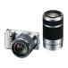  б/у 1 год гарантия прекрасный товар SONY NEX-5N двойной zoom линзы комплект серебряный [NEX-5NY]
