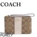 コーチ COACH ポーチ レディース 小物入れ シグネチャー PVC コーナー ジップ リストレット F58035 IMCA9 カーキ×プラチナ 送料無料