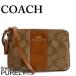 コーチ COACH ポーチ レディース 小物入れ シグネチャー PVC コーナー ジップ リストレット F64233 IMBDX カーキ×サドル 送料無料