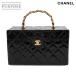  as good as new Chanel CHANEL matelasse vanity handbag make-up cosme box case enamel black Vintage 90230518