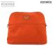  Hermes HERMES Bolide сумка GM хлопок парусина кожа orange серебряный металлические принадлежности Bolide Pouch 90235559