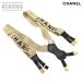  Chanel CHANEL подтяжки Logo парусина кожа бежевый черный Gold металлические принадлежности Vintage Suspender 90307346