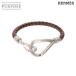  не использовался выставленный товар Hermes HERMES jumbo H пепел браслет кожа Brown черный серебряный металлические принадлежности аксессуары 90330336