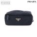  прекрасный товар Prada PRADA сумка нейлон safia-no кожа темно-синий серебряный металлические принадлежности Pouch 90343818