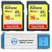 ̲SanDisk Extreme 16 GB SD Card (2 Pack) Speed Class 10 UHS-1 U3 C10 4K HD16Gɾ