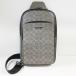 состояние хороший COACH Coach signature сумка "body" CZ393 PVC кожа серый сумка на плечо мужской женский 
