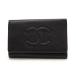 CHANEL Chanel чехол для ключей 6 полосный черная икра s gold здесь Mark A13502 чёрная кожа Gold металлические принадлежности Франция производства б/у хороший товар 