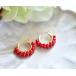 RALULU.SHU 運気を上げる 繁栄を呼び寄せる 赤サンゴ(コーラル）の 2連フープピアス　3月誕生石 14KGF ゴールドフィルド