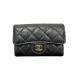 [ прекрасный товар ][ б/у ]CHANEL Chanel футляр для карточек черный черная икра s gold matelasse 