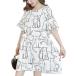  summer One-piece материнство короткий рукав кошка рисунок простой колено длина medium ... женский body type покрытие колени длина ( белый, L)