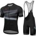  мужской велосипедное джерси верх и низ в комплекте короткий рукав велоодежда велоспорт джерси комплект big брюки 4D накладка ( черный, 2XL)