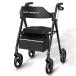  ходунки 4 колесо ходьба машина коляска для пожилых алюминиевый складной ручная тележка пожилые люди простой сборка высота настройка возможно 1 шт. 3 позиций салон уличный двоякое применение ( черный )