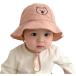  baby шляпа шляпа симпатичный медведь вышивка .. шнур имеется голова вокруг 49cm UV cut навес вне развлечение прогулка ( розовый, Free Size)
