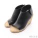  Celine CELINE Open Toe Bootie 80 ботиночки сандалии кожа черный эспадрильи Wedge подошва 313853 женский б/у 