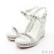  Christian Louboutin Christian Louboutin Pyraclou эспадрильи сандалии кожа белый Wedge подошва заклепки 1221350W302 женский б/у 