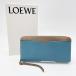 LOEWE( Loewe ) раунд застежка-молния длинный кошелек bai цвет синий чай кожа Gold металлические принадлежности мужской женский 