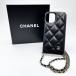 CHANEL( Chanel ) matelasse iPhone кейс цепь плечо черная икра s gold чёрный Gold металлические принадлежности iPhone13 14 соответствует женский 