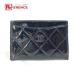 CHANEL Chanel CC здесь Mark стеганое полотно футляр для визитных карточек чехол для пропуска футляр для карточек оттенок черного женский [ б/у ]