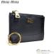  MiuMiu (MIUMIU) Logo кожа футляр для карточек ячейка для монет кольцо для ключей имеется кошелек для мелочи .5MC093 черный ( новый товар )