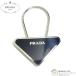  Prada (PRADA) metal кольцо для ключей Logo очарование брелок для ключа M713 черный ( б/у )