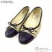  Chanel (CHANEL) лента балет плоская обувь COCO Mark обувь G02819 #38C крем × черный ( б/у )