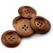 【木製ボタン】（ブラウン）4つ穴ウッドボタンクラフトボタン☆サイズ30mm／5個入