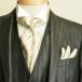  ascot tie chief set Gold stripe lame silk 100% formal men's ST005