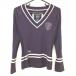 zo-i длинный рукав вязаный свитер лиловый V шея воротник рукав кромка линия женский 38 Golf одежда ZOY( прекрасный товар )