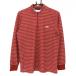 tigola длинный рукав с высоким воротником рубашка красный × белый окантовка половина Zip мужской M Golf одежда TIGORA( очень красивый товар )
