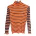  viva Heart ta-toru neck sweater orange × navy border knitted sleeve frill lady's 42 Golf wear VIVA HEART( super-beauty goods )|25%OFF price 