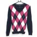  Tommy Hilfiger свитер темно-синий × розовый передний a-ga il вязаный хлопок 100% V шея женский S/P Golf одежда Tommy Hilfiger Golf