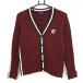 [ прекрасный товар ] Pearly Gates вязаный кардиган бордо × белый шерсть . толстый рукав * боковой линия женский 0(S) Golf одежда PEARLY GATES