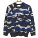  Jun and Rope свитер голубой × темно-синий камуфляж камуфляж Logo принт шерсть . женский L Golf одежда JUN&ROPE