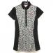 [ очень красивый товар ] Marie Claire sport короткий рукав Polo One-piece серый × чёрный цветочный принт окантовка тканый ткань женский M Golf одежда marie claire