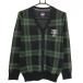  Admiral кардиган зеленый × темно-синий проверка Logo .... шерсть . женский L Golf одежда Admiral