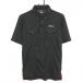 [ прекрасный товар ] Titleist рубашка-поло с коротким рукавом чёрный воротник обратная сторона гребень шлема искусственная кожа кнопка down мужской M Golf одежда TITLEIST