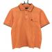  Burberry Golf рубашка-поло с коротким рукавом orange × темно-синий наклонный полоса тканый ткань Logo .... мужской M Golf одежда BURBERRY GOLF