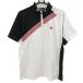 [ очень красивый товар ] Adidas короткий рукав с высоким воротником рубашка белый × чёрный Logo красный половина Zip наклонный 3 линия мужской O/XG Golf одежда adidas