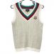  Pearly Gates вязаный лучший белый × бежевый общий рисунок шерсть .V шея женский 1(M) Golf одежда PEARLY GATES