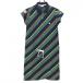  Champion короткий рукав Polo One-piece зеленый × темно-синий наклонный полоса Logo .... рукав нашивка женский MEDIUM Golf одежда Champion