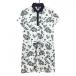 [ новый товар ] кривошип короткий рукав Polo One-piece белый × темно-синий × зеленый цветочный принт подкладка есть UPF50. пот скорость . женский XL Golf одежда CLUNK